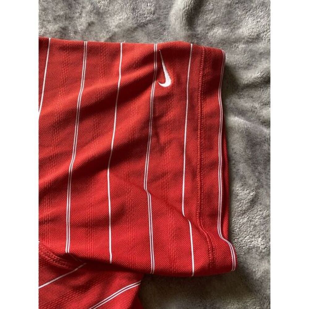 Nike Golf Dri-FIT Mens XL Red White Striped Short Sleeve Polo Shirt Performance - Picture 5 of 6